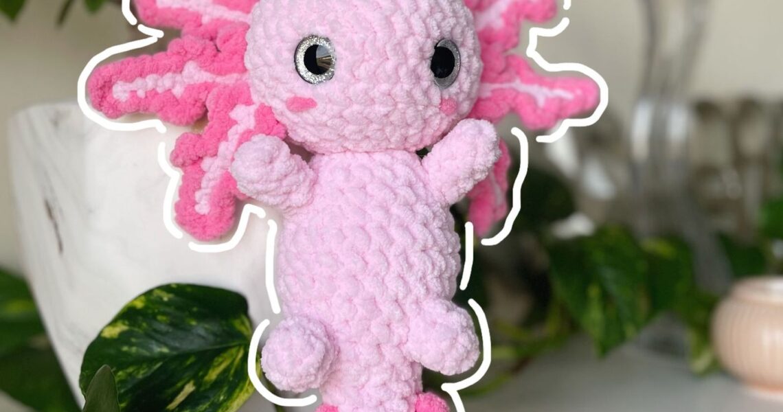 Axolotl handmade crochet plushie by Bunnyetoo