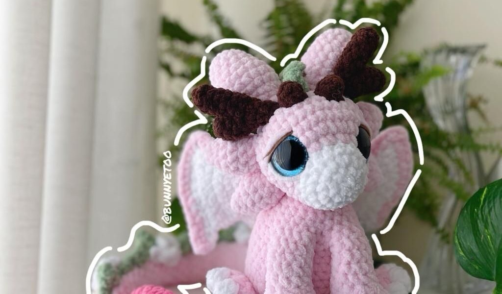 Ayanna Sakura Dragon handmade crochet plushie by Bunnyetoo, photo 1