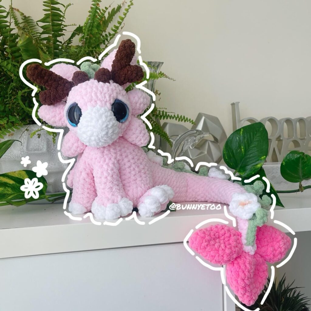 Ayanna Sakura Dragon handmade crochet plushie by Bunnyetoo, photo 3