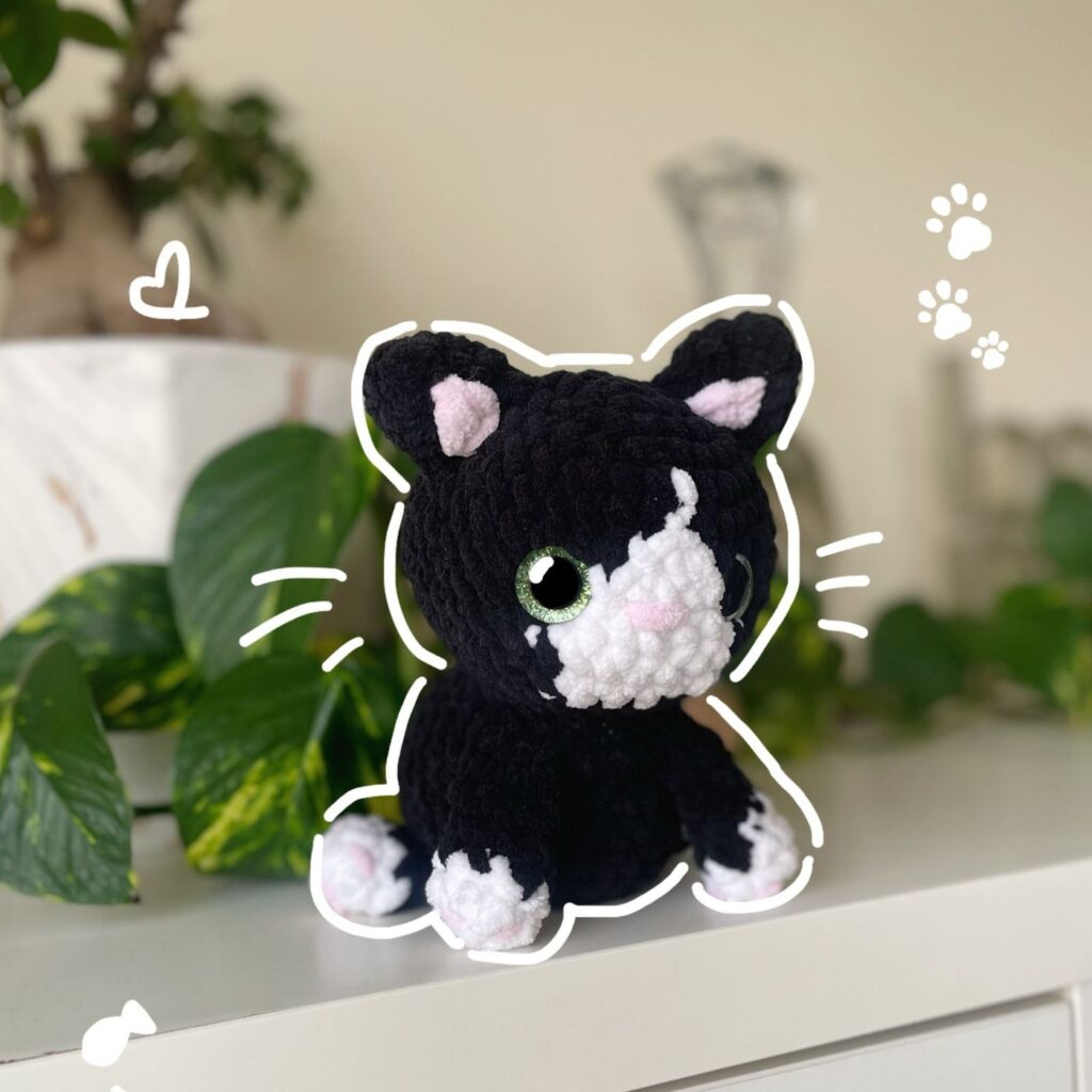 Black Kitten handmade crochet plushie by Bunnyetoo