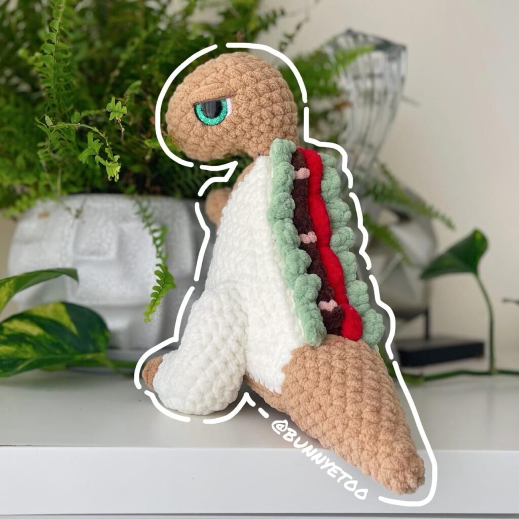 BLT Rex handmade crochet plushie by Bunnyetoo, photo 2