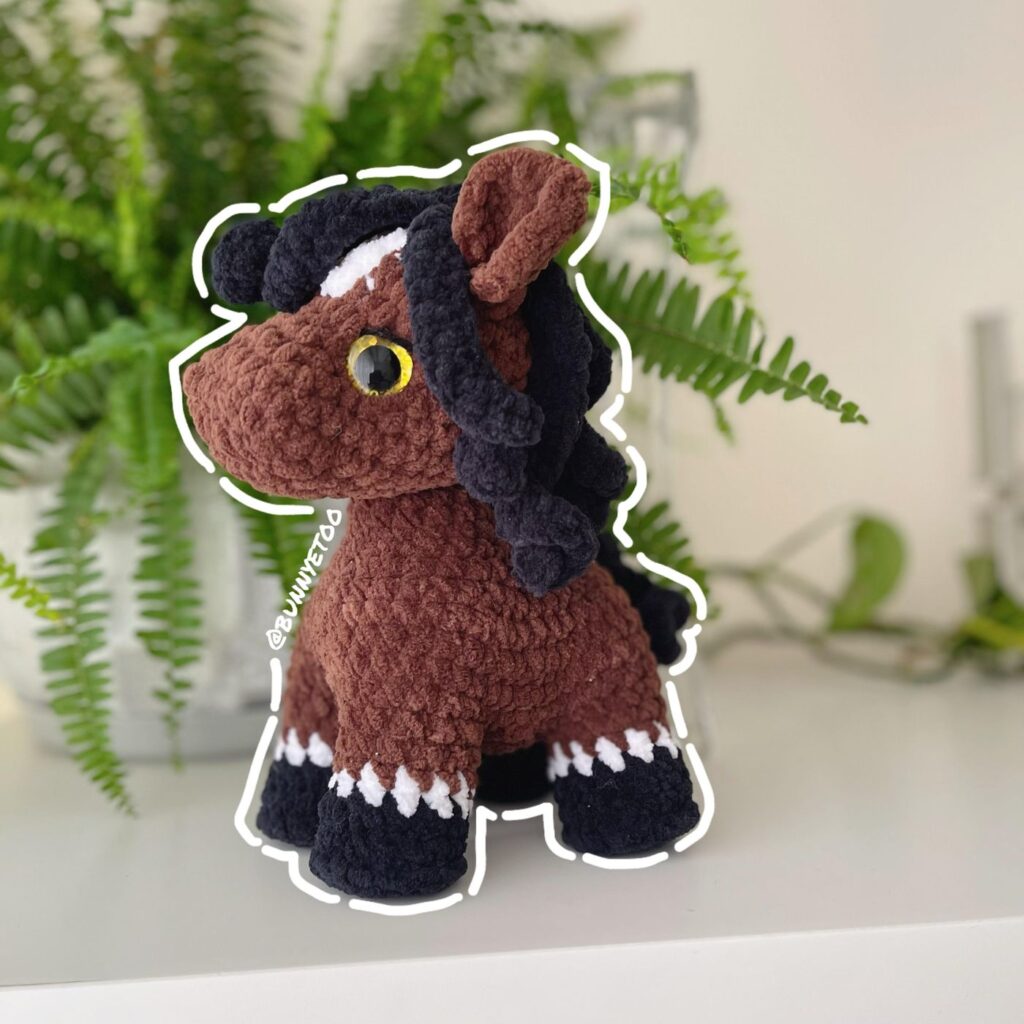 Brown Horse handmade crochet plushie by Bunnyetoo