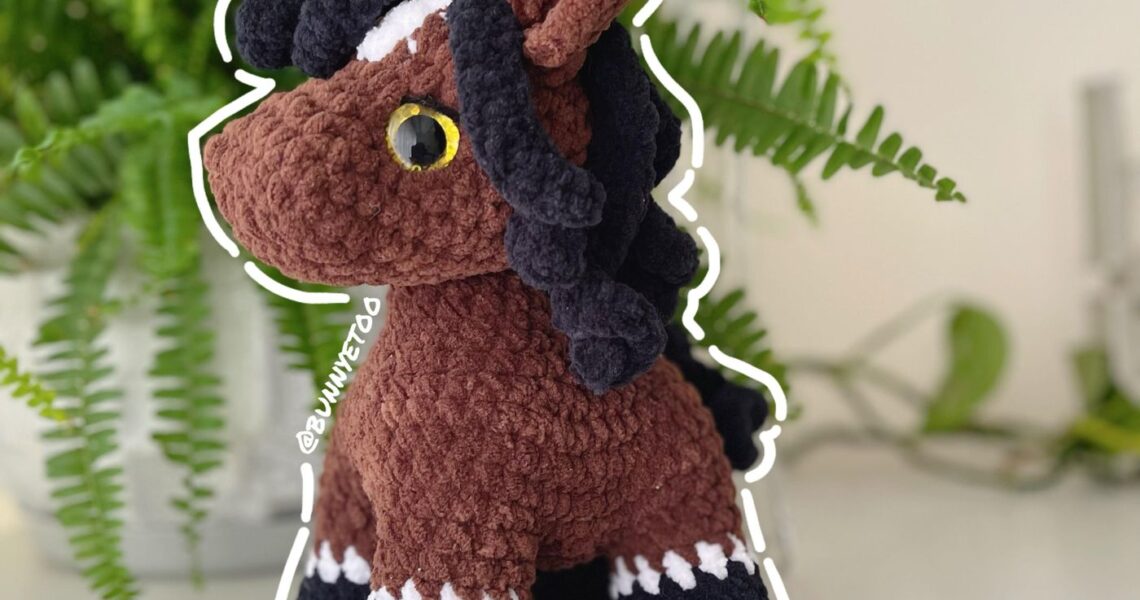 Brown Horse handmade crochet plushie by Bunnyetoo
