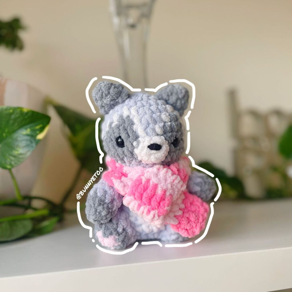 Cozy Raccoon handmade crochet plushie by Bunnyetoo