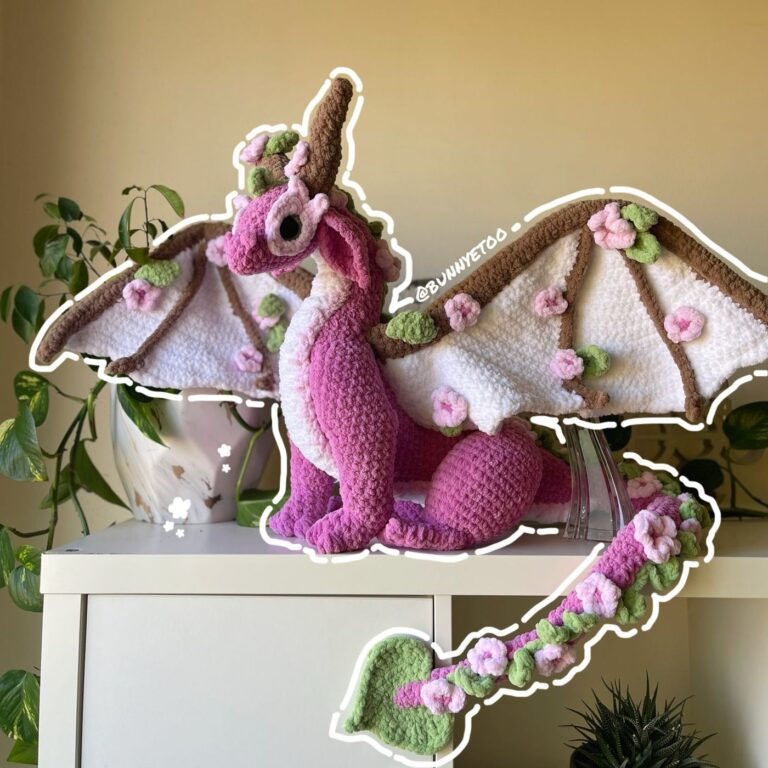 Cherry Blossom crochet dragon by Bunnyetoo
