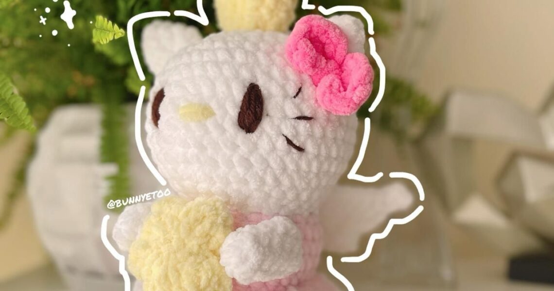 Hello Kitty Angel handmade crochet plushie by Bunnyetoo, photo 1