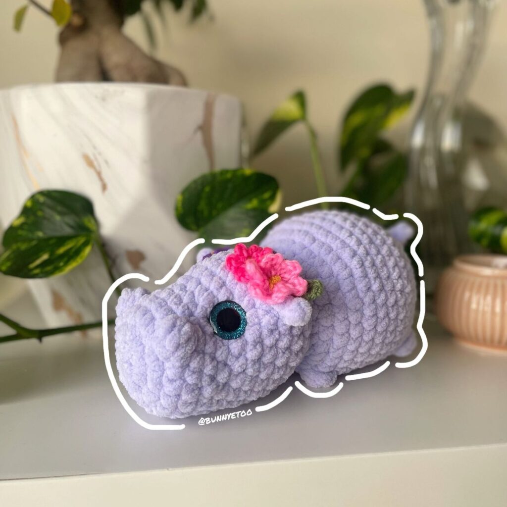 Hippo handmade crochet plushie by Bunnyetoo