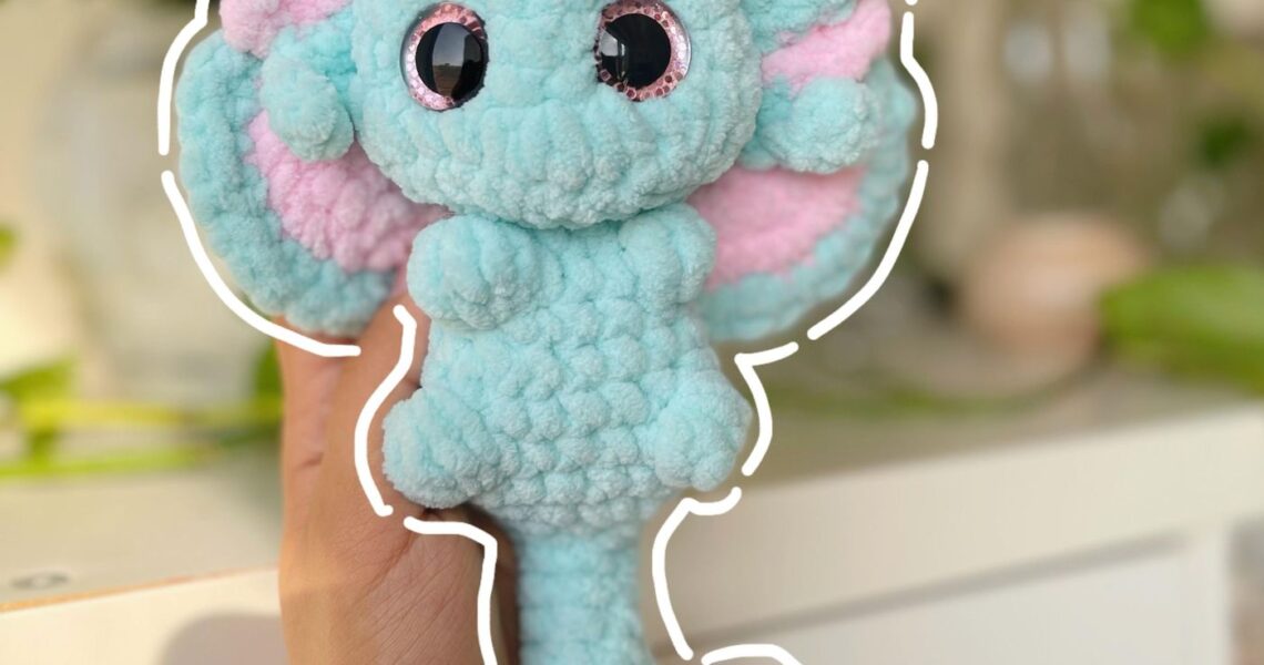 Kiara Mini Water Dragon handmade crochet plushie by Bunnyetoo