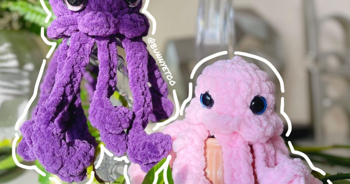 Mini Jellyfish handmade crochet plushie by Bunnyetoo