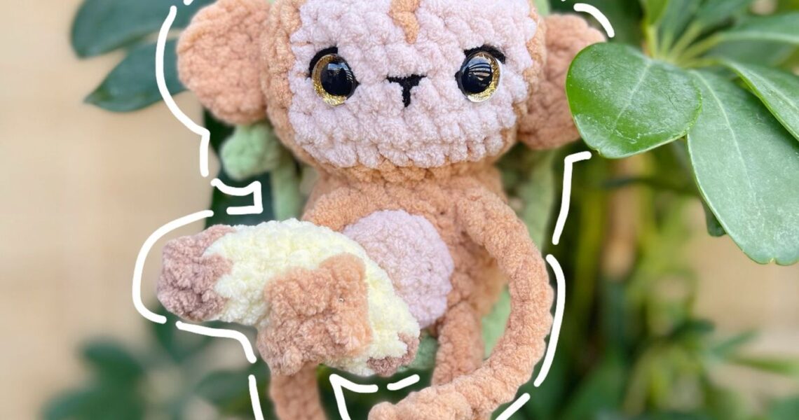 Monkey Swing handmade crochet plushie by Bunnyetoo