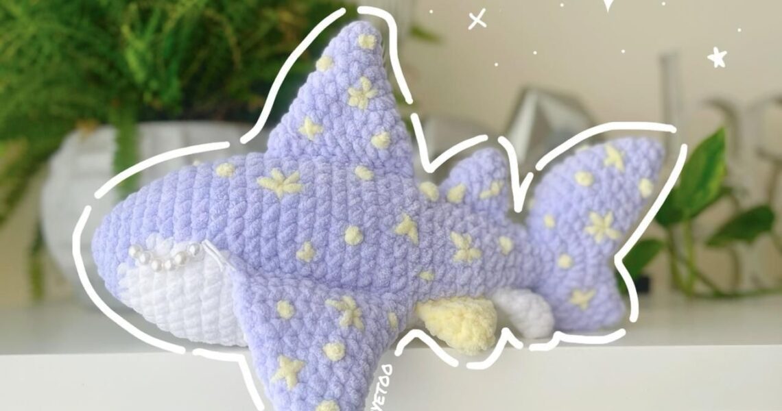 Moontyasha the Shark handmade crochet plushie by Bunnyetoo