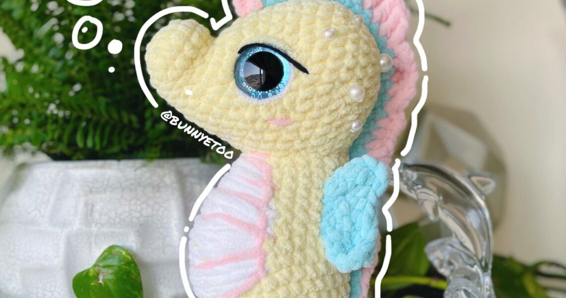 Pastel Seahorse handmade crochet plushie by Bunnyetoo, photo 1