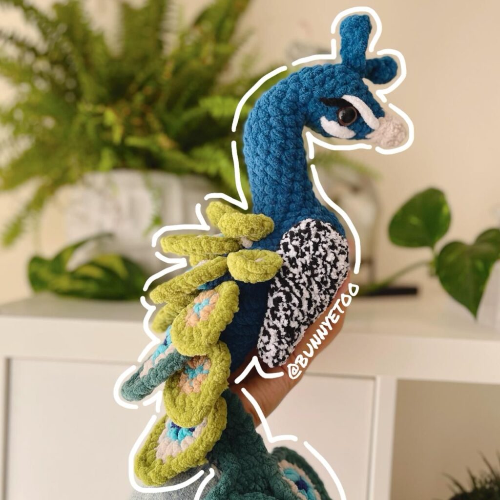 Peacock handmade crochet plushie by Bunnyetoo, photo 2