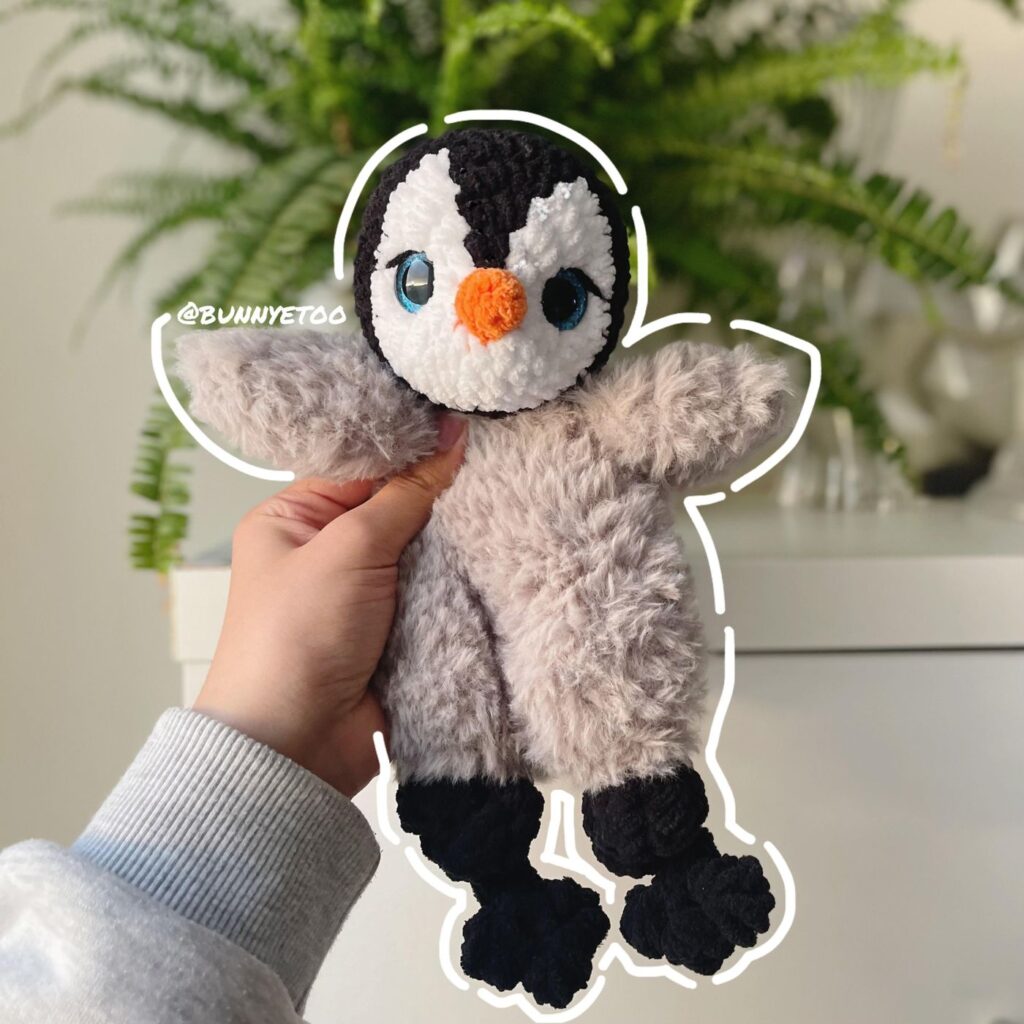 Penguin Lovey handmade crochet plushie by Bunnyetoo