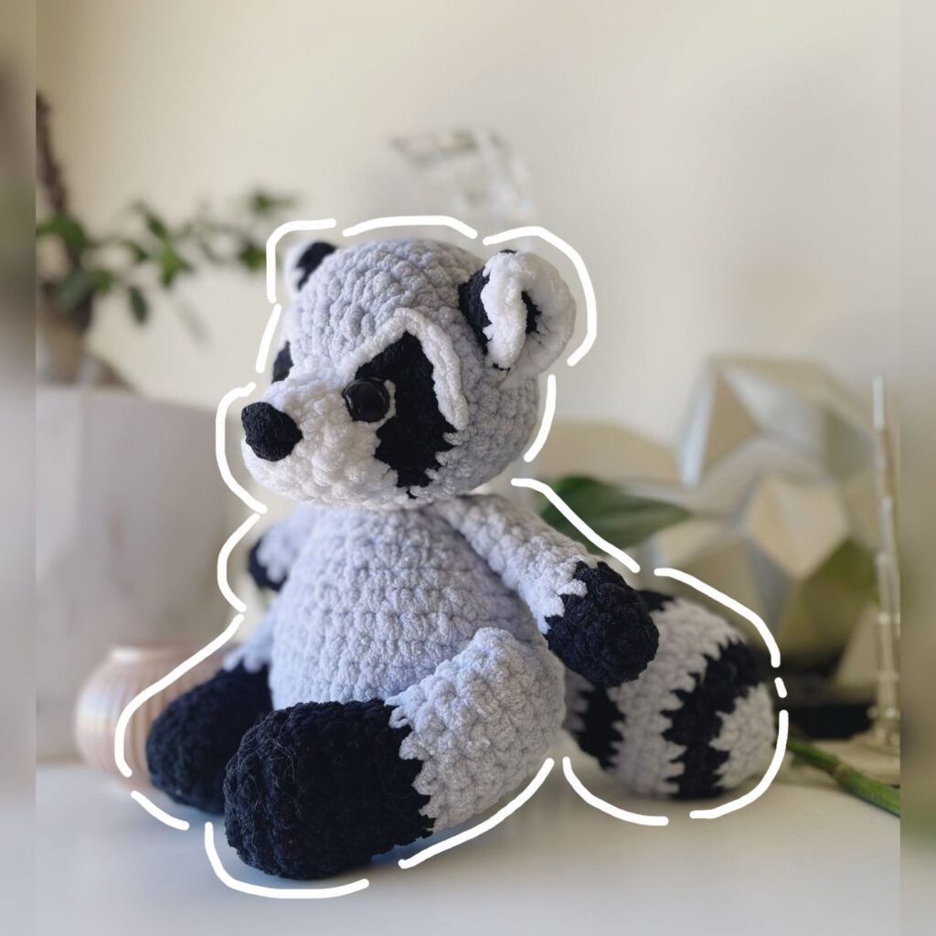 Raccoon handmade crochet plushie by Bunnyetoo