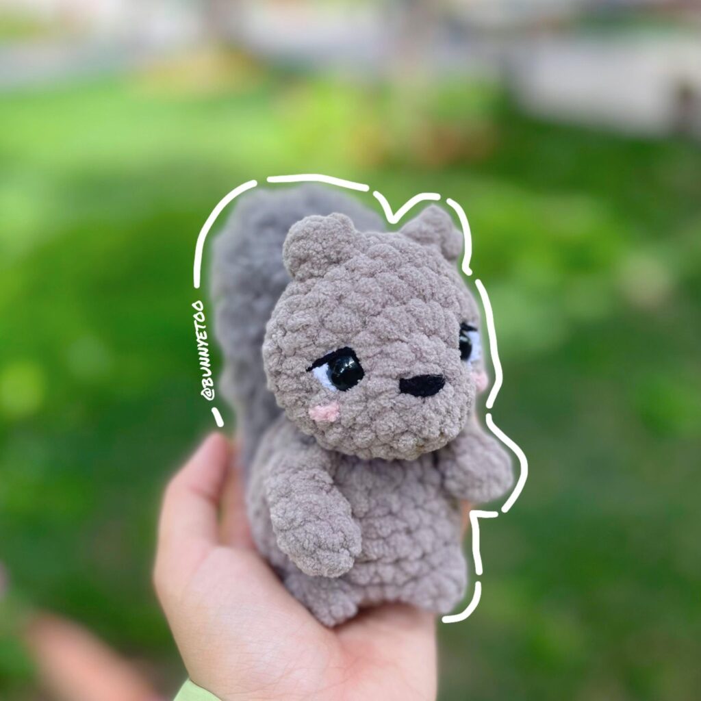 Squirrel handmade crochet plushie by Bunnyetoo