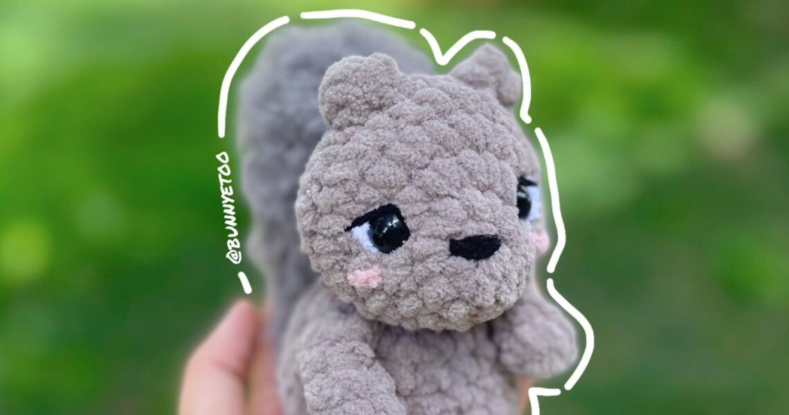 Squirrel handmade crochet plushie by Bunnyetoo
