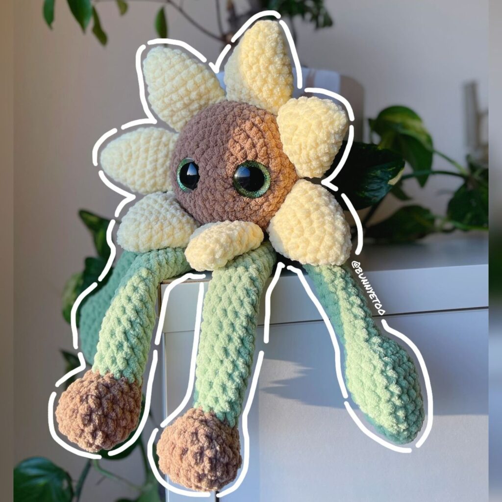 Sunflower Doll handmade crochet plushie by Bunnyetoo