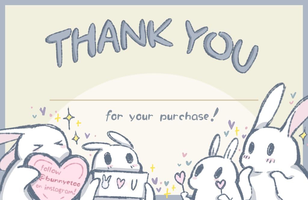 Bunnyetoo thank-you card with little bunnies