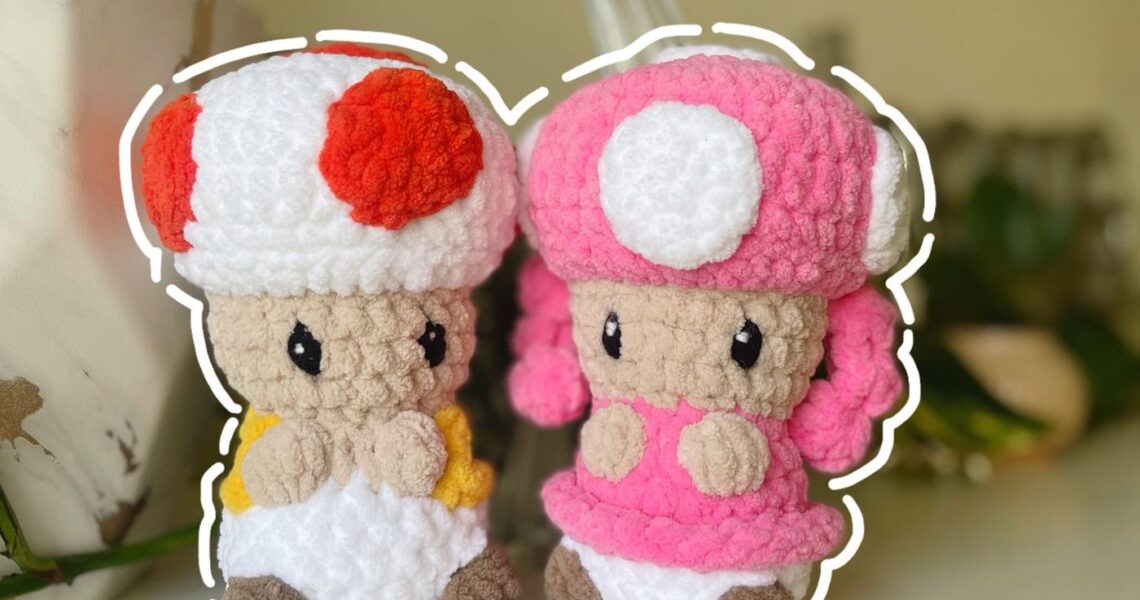 Toad & Toadette handmade crochet plushie by Bunnyetoo, photo 1
