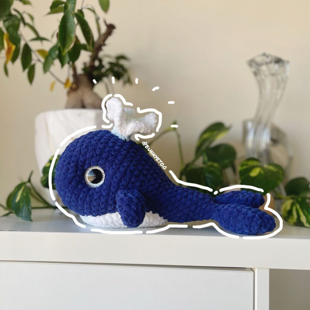 Whale handmade crochet plushie by Bunnyetoo