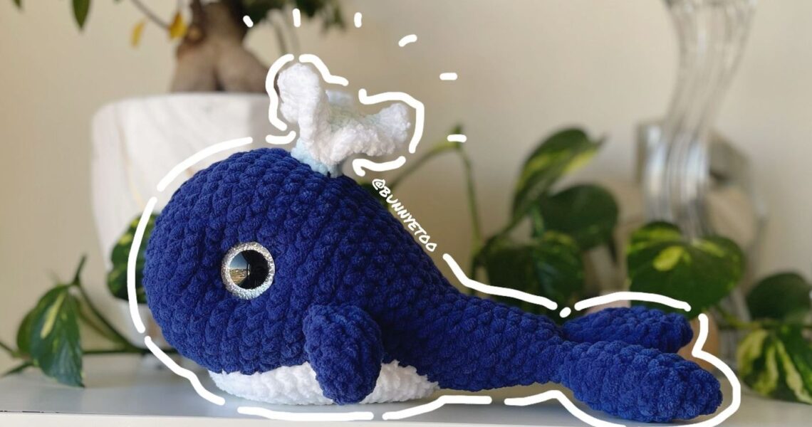 Whale handmade crochet plushie by Bunnyetoo